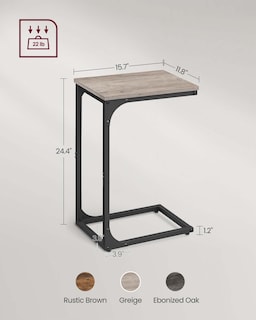 Foto 6 | Mesa Auxiliar Vasagle En Forma De C, Color Gris Y Negro, Juego De 2 Unidades, Acero - Venta Internacional.