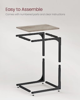 Foto 7 | Mesa Auxiliar Vasagle En Forma De C, Color Gris Y Negro, Juego De 2 Unidades, Acero - Venta Internacional.