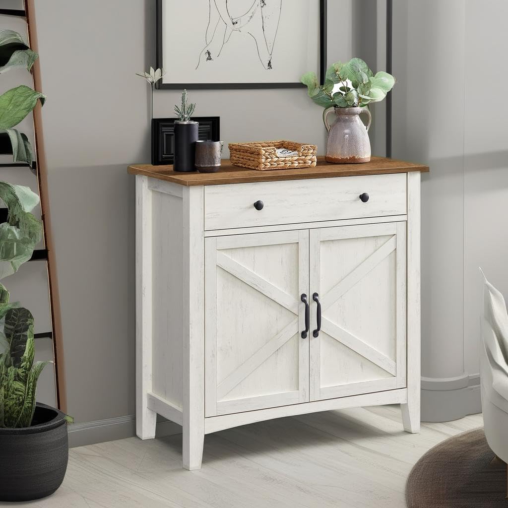 Foto 6 pulgar | Mueble Buffet Colección Vasagle Liry Con Cajón Blanco/marrón - Venta Internacional.