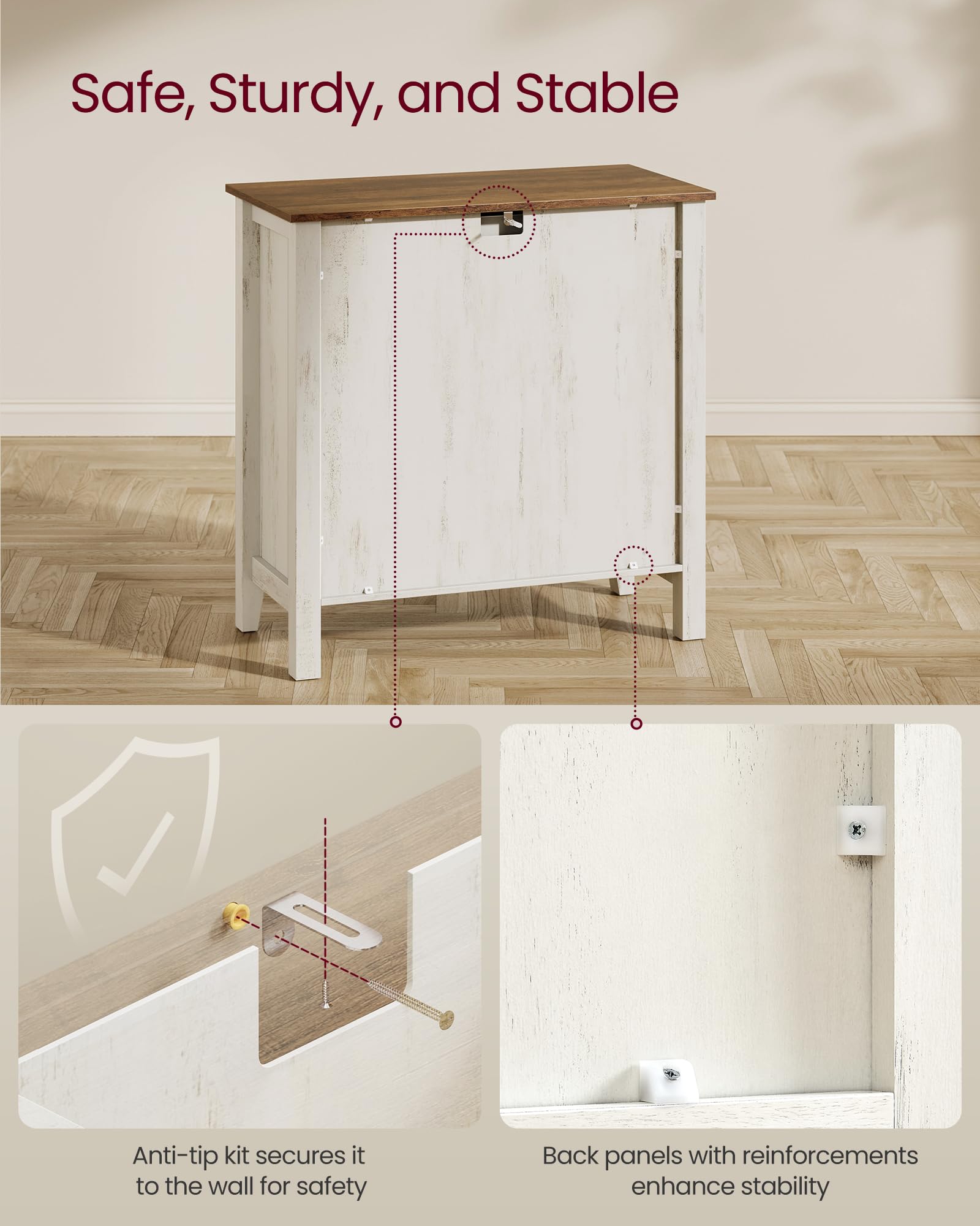 Foto 7 pulgar | Mueble Buffet Colección Vasagle Liry Con Cajón Blanco/marrón - Venta Internacional.