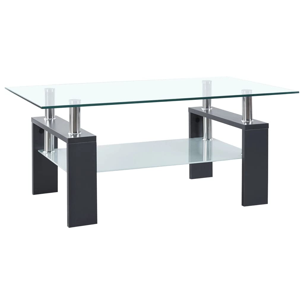 Foto 2 pulgar | Mesa De Café Vidaxl Con Marco De Melamina Gris Y Tapa De Vidrio Templado - Venta Internacional.
