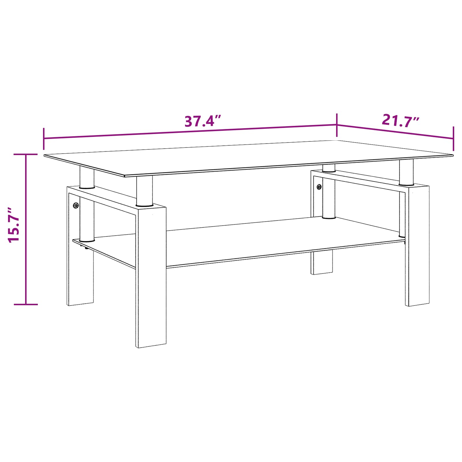 Foto 5 pulgar | Mesa De Café Vidaxl Con Marco De Melamina Gris Y Tapa De Vidrio Templado - Venta Internacional.