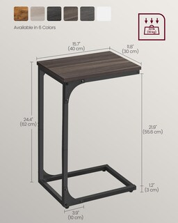 Foto 5 | Mesa Auxiliar Vasagle En Forma De C Para Sofá, Sala De Estar, Color Castaño - Venta Internacional.