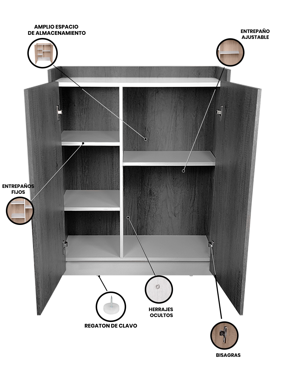 Foto 4 pulgar | Gabinete Organizador Decomobil Gris
