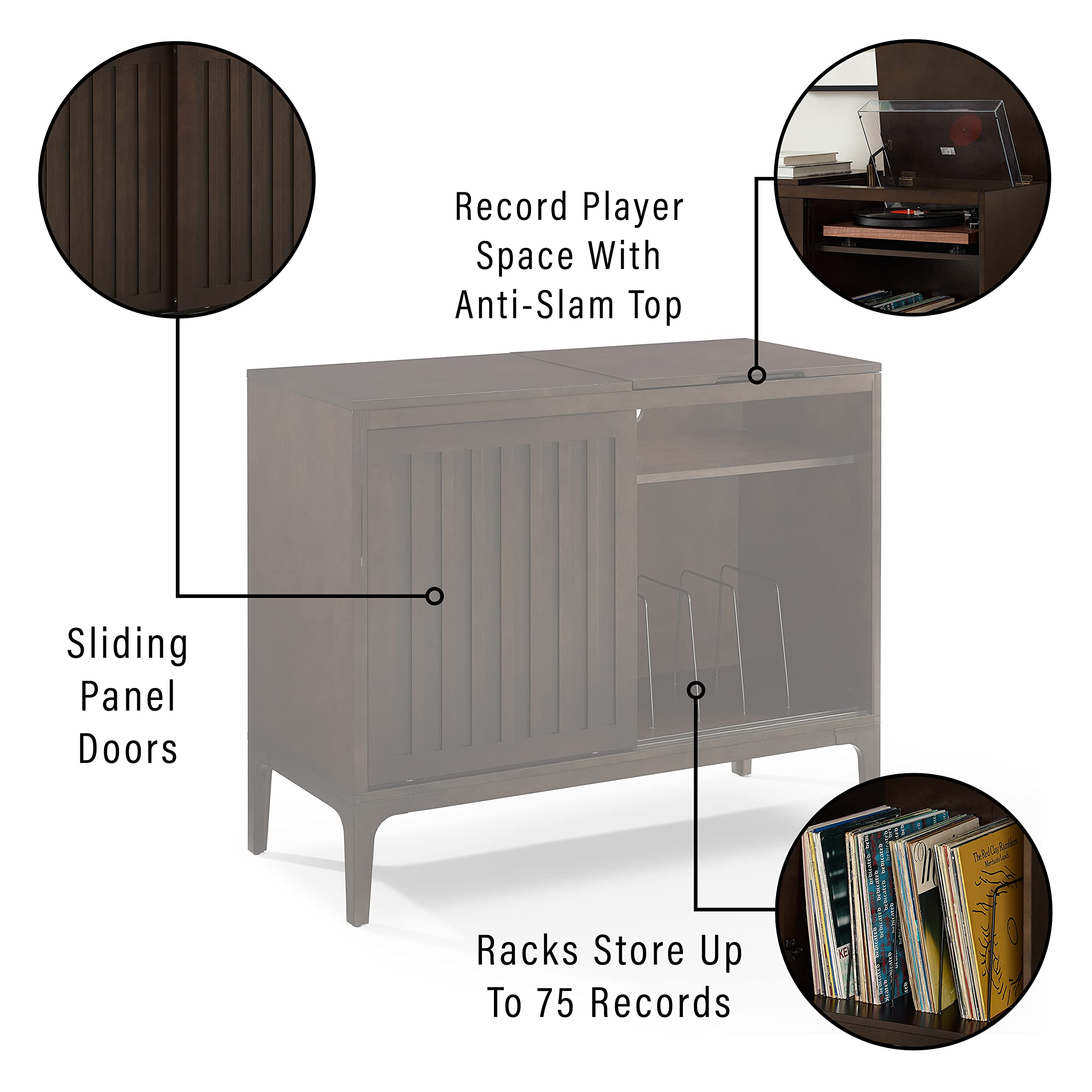 Foto 4 | Soporte Para Consola Multimedia Y Tocadiscos Crosley Asher Brown - Venta Internacional.