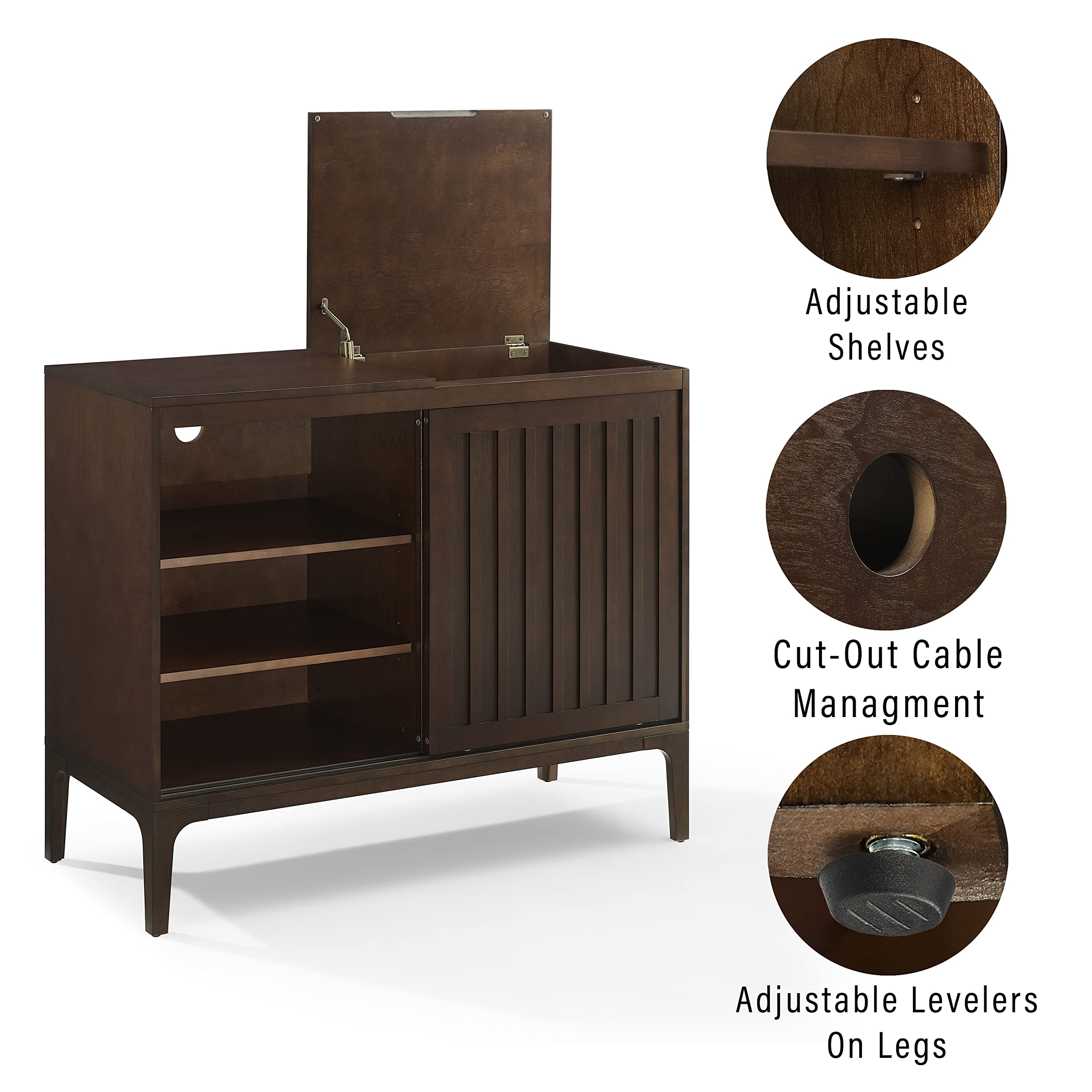 Foto 6 pulgar | Soporte Para Consola Multimedia Y Tocadiscos Crosley Asher Brown - Venta Internacional.