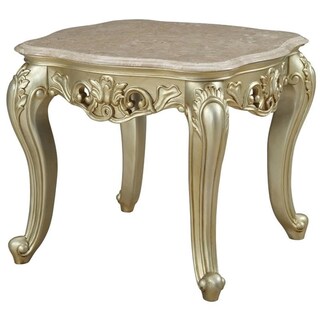 Foto 1 | Mesa Auxiliar Acme Gorsedd Con Tapa Cuadrada De Mármol En Color Marfil Dorado - Venta Internacional.