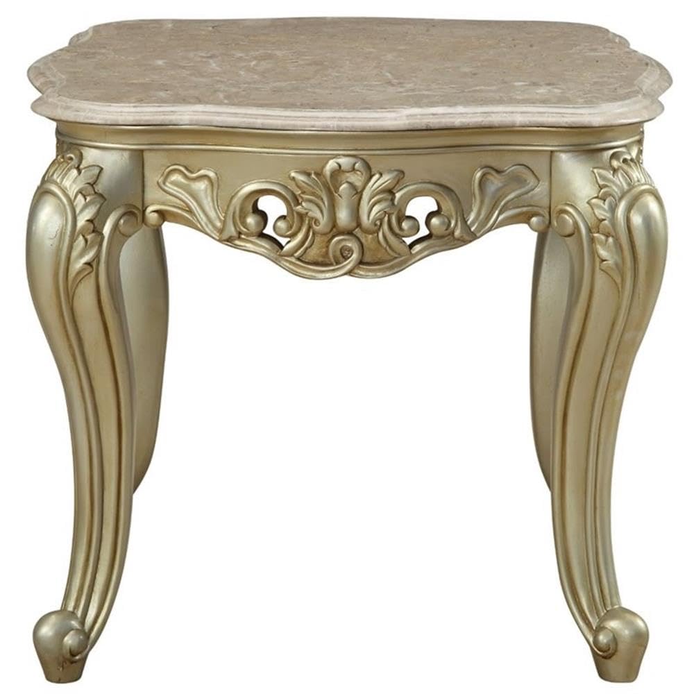 Foto 3 pulgar | Mesa Auxiliar Acme Gorsedd Con Tapa Cuadrada De Mármol En Color Marfil Dorado - Venta Internacional.