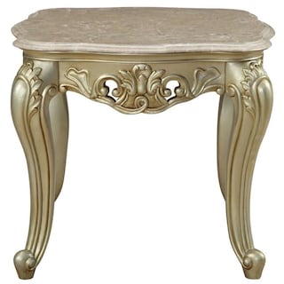 Foto 2 | Mesa Auxiliar Acme Gorsedd Con Tapa Cuadrada De Mármol En Color Marfil Dorado - Venta Internacional.