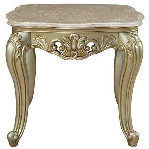 Foto 5 pulgar | Mesa Auxiliar Acme Gorsedd Con Tapa Cuadrada De Mármol En Color Marfil Dorado - Venta Internacional.