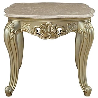 Foto 4 | Mesa Auxiliar Acme Gorsedd Con Tapa Cuadrada De Mármol En Color Marfil Dorado - Venta Internacional.