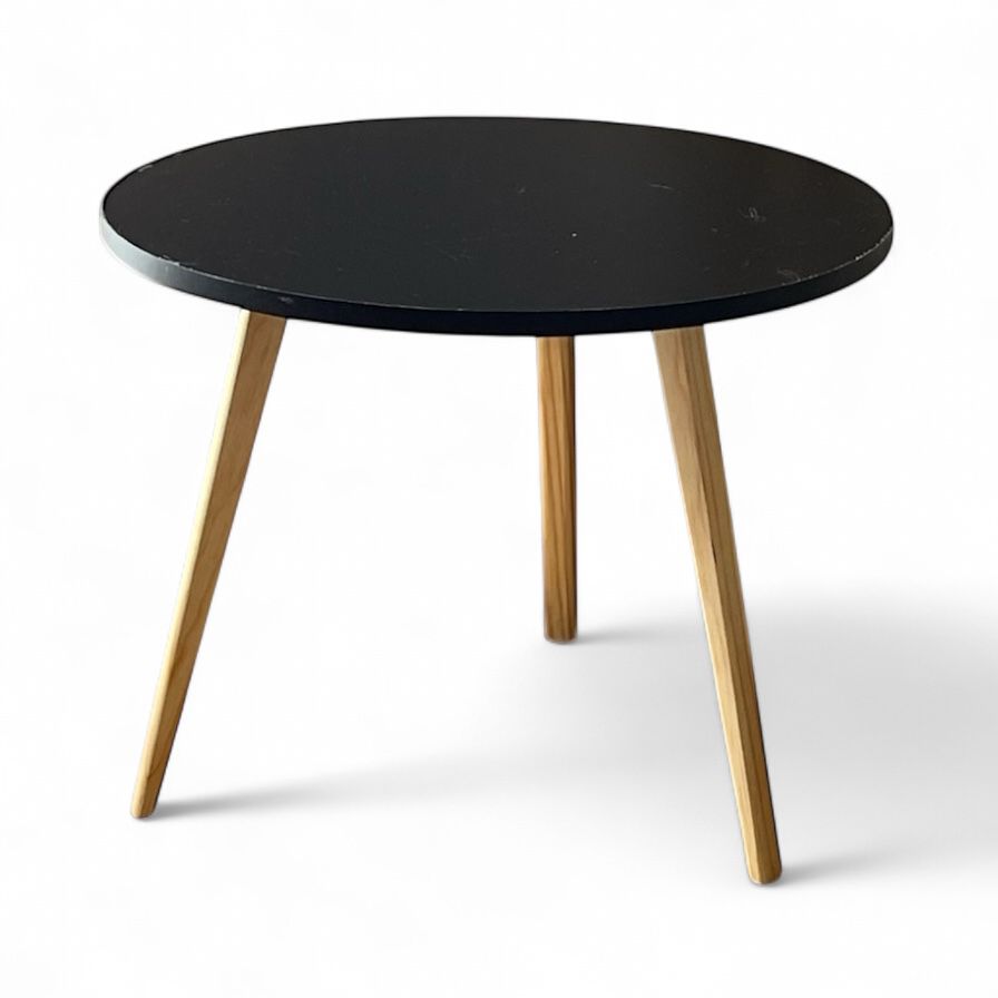 Foto 2 pulgar | Mesa Auxiliar Redonda Negra 50cm Minimalista Mdf Moderna