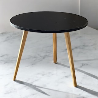 Foto 3 | Mesa Auxiliar Redonda Negra 50cm Minimalista Mdf Moderna