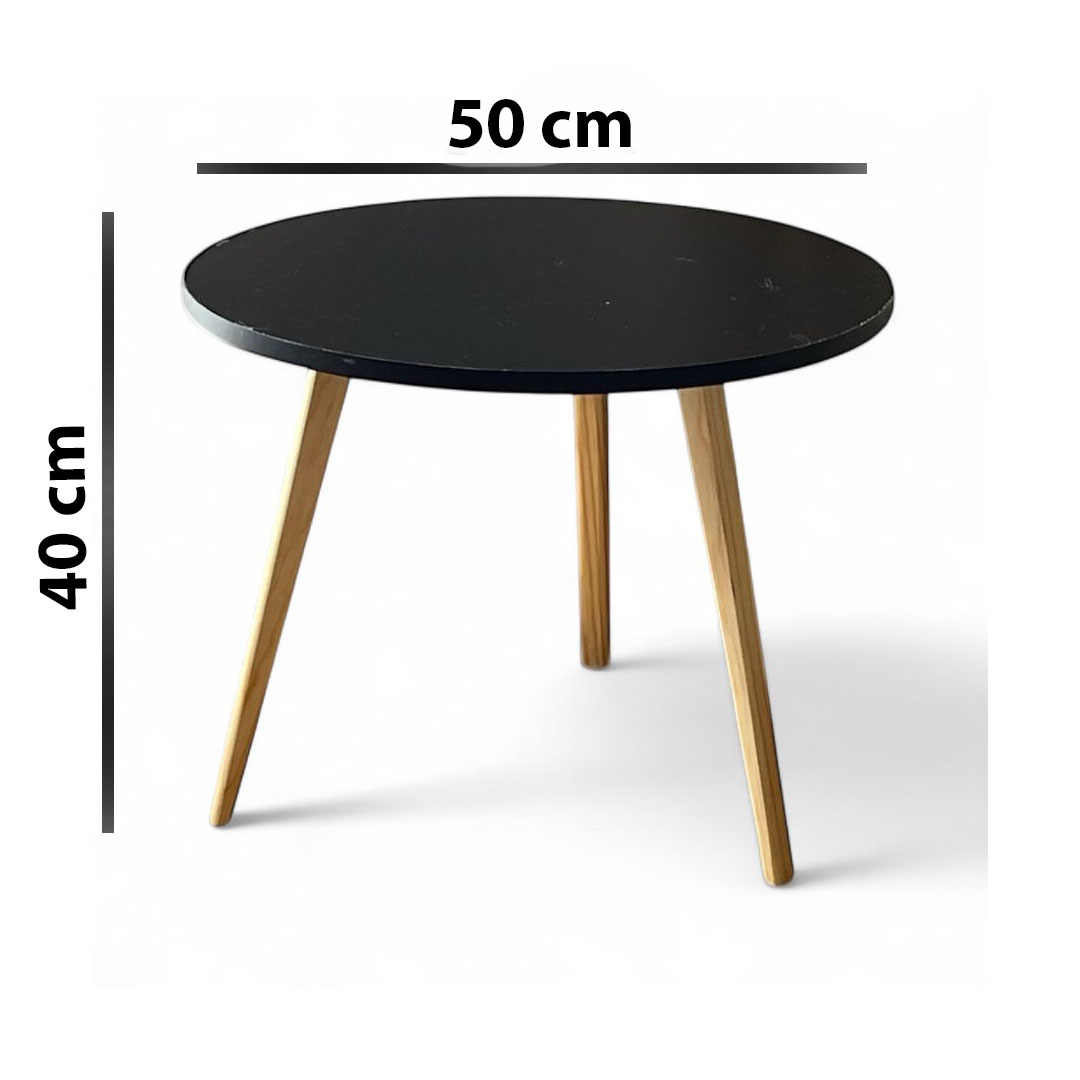 Foto 5 | Mesa Auxiliar Redonda Negra 50cm Minimalista Mdf Moderna