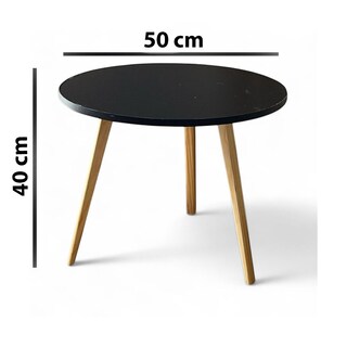 Foto 5 | Mesa Auxiliar Redonda Negra 50cm Minimalista Mdf Moderna