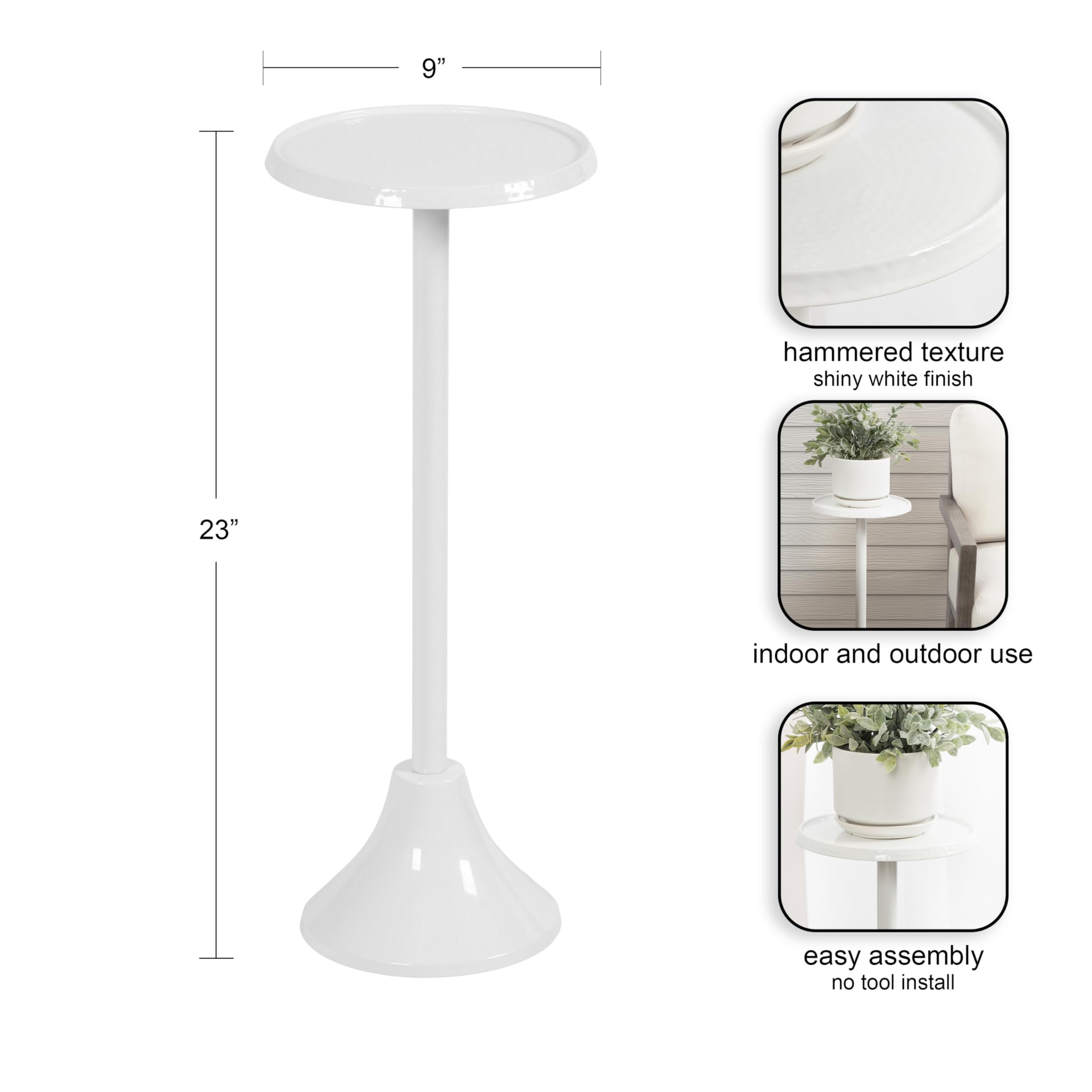 Foto 3 pulgar | Mesa Con Pedestal Para Bebidas Kate Y Laurel Sanzo, Metal Blanco, 23 Cm - Venta Internacional.