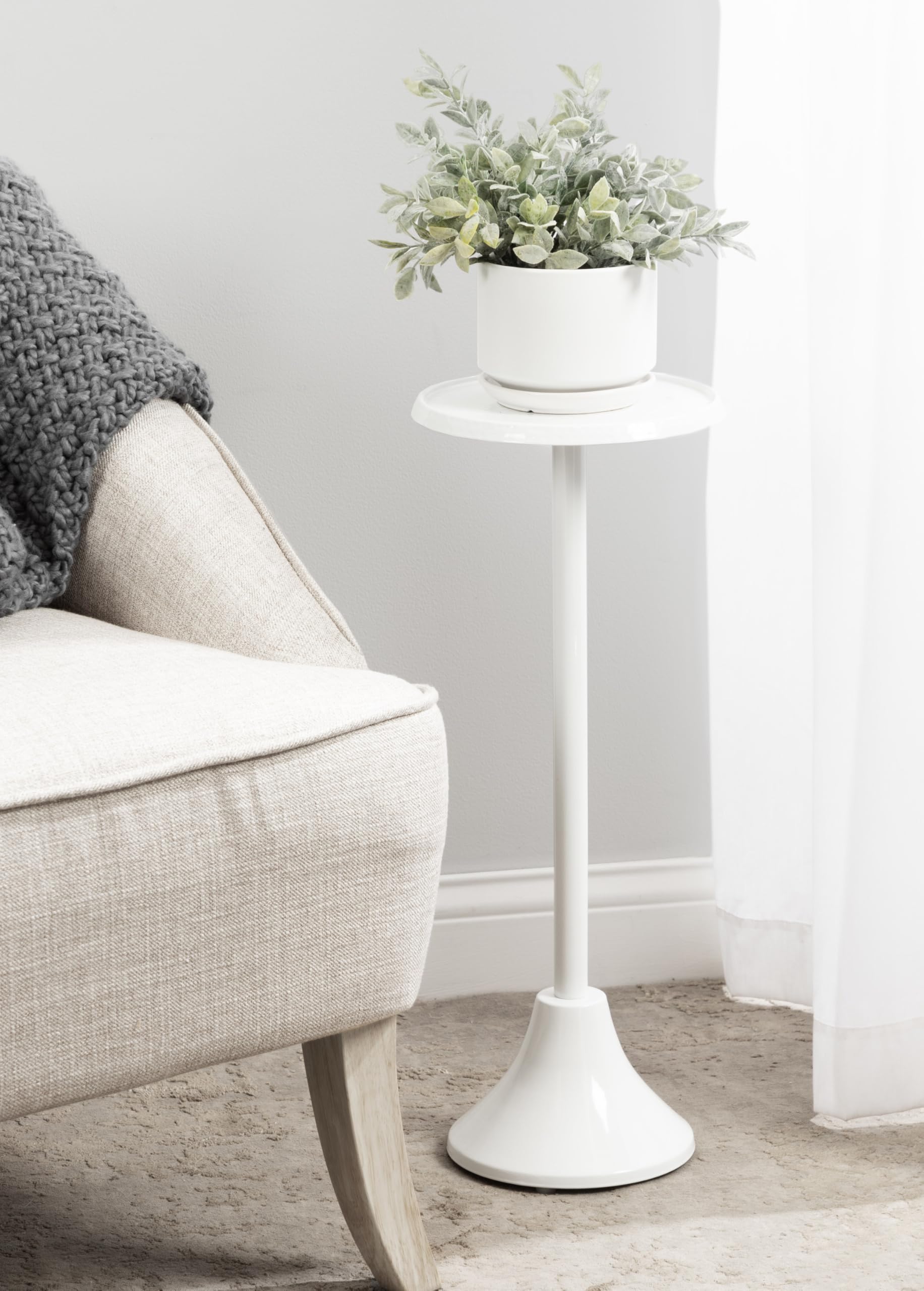 Foto 4 pulgar | Mesa Con Pedestal Para Bebidas Kate Y Laurel Sanzo, Metal Blanco, 23 Cm - Venta Internacional.