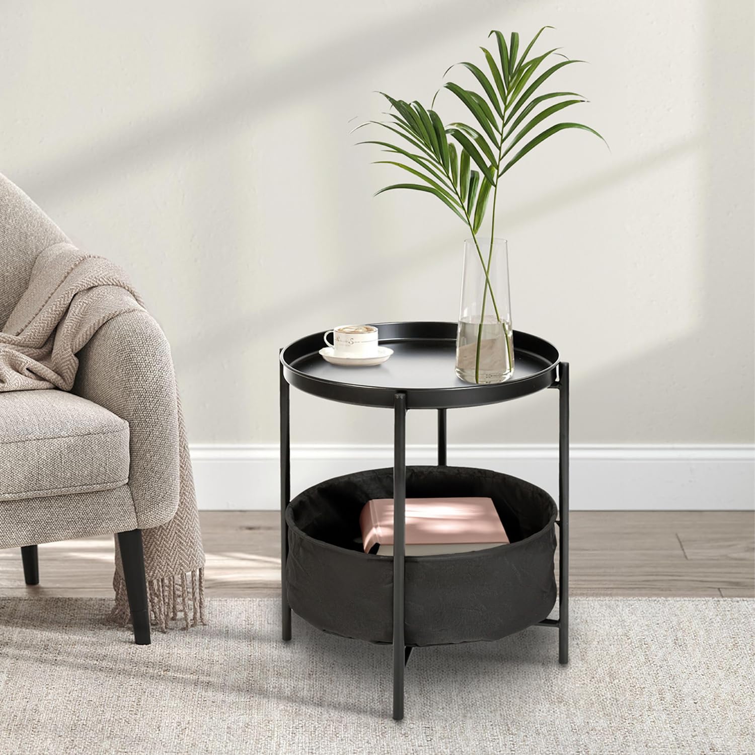 Foto 2 pulgar | Mesa De Centro Furniturer Nirit Negro 40 X 40 X 48 Cm