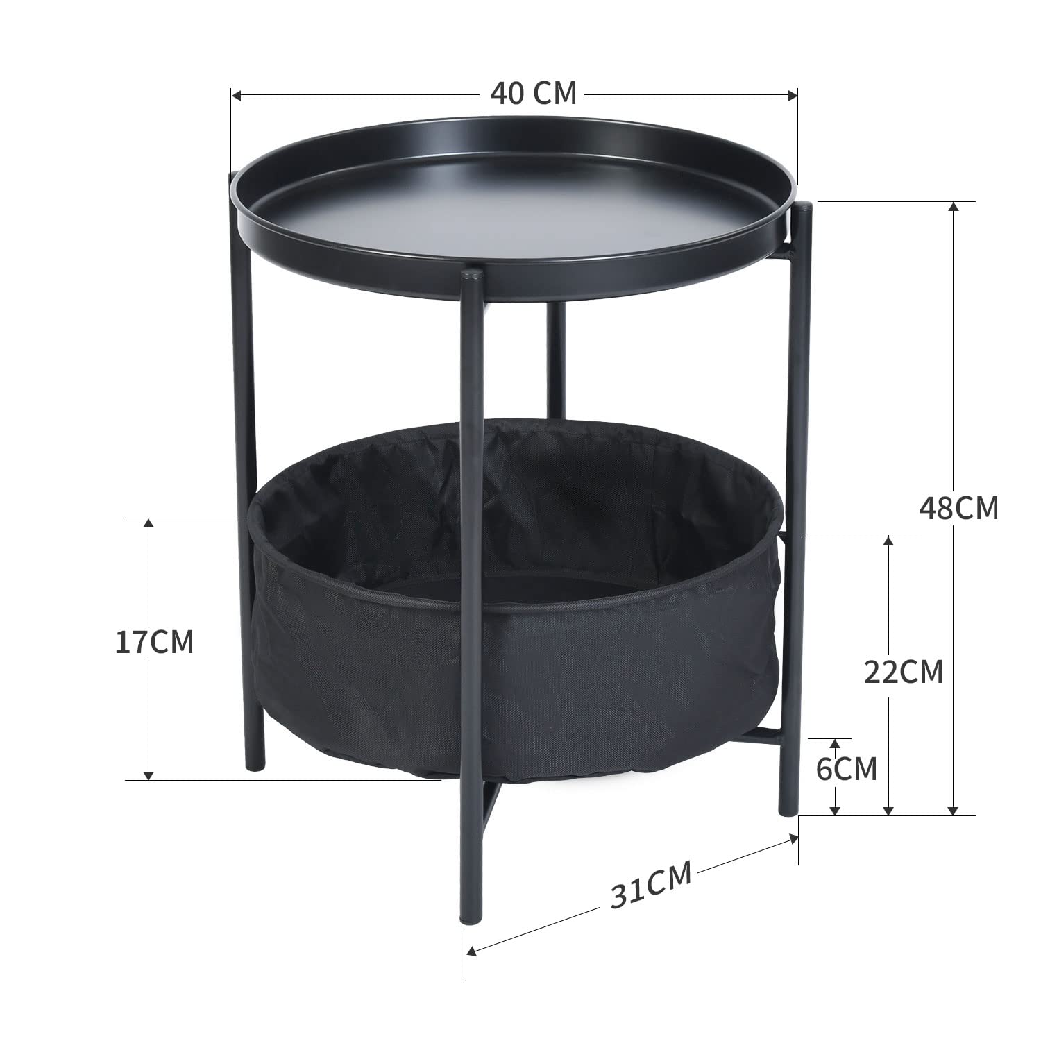 Foto 2 | Mesa De Centro Furniturer Nirit Negro 40 X 40 X 48 Cm