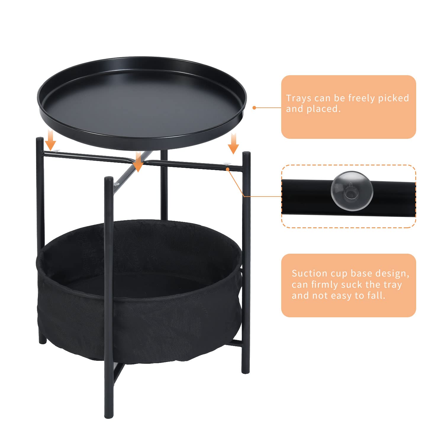 Foto 5 | Mesa De Centro Furniturer Nirit Negro 40 X 40 X 48 Cm