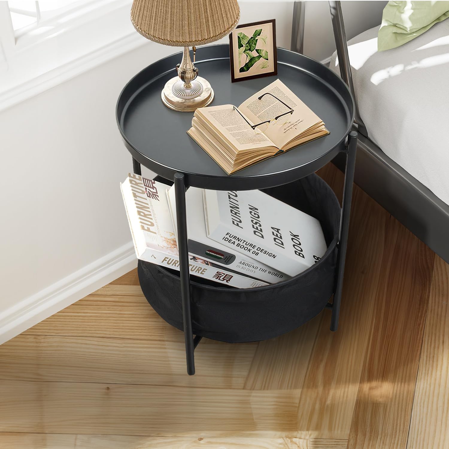 Foto 7 | Mesa De Centro Furniturer Nirit Negro 40 X 40 X 48 Cm