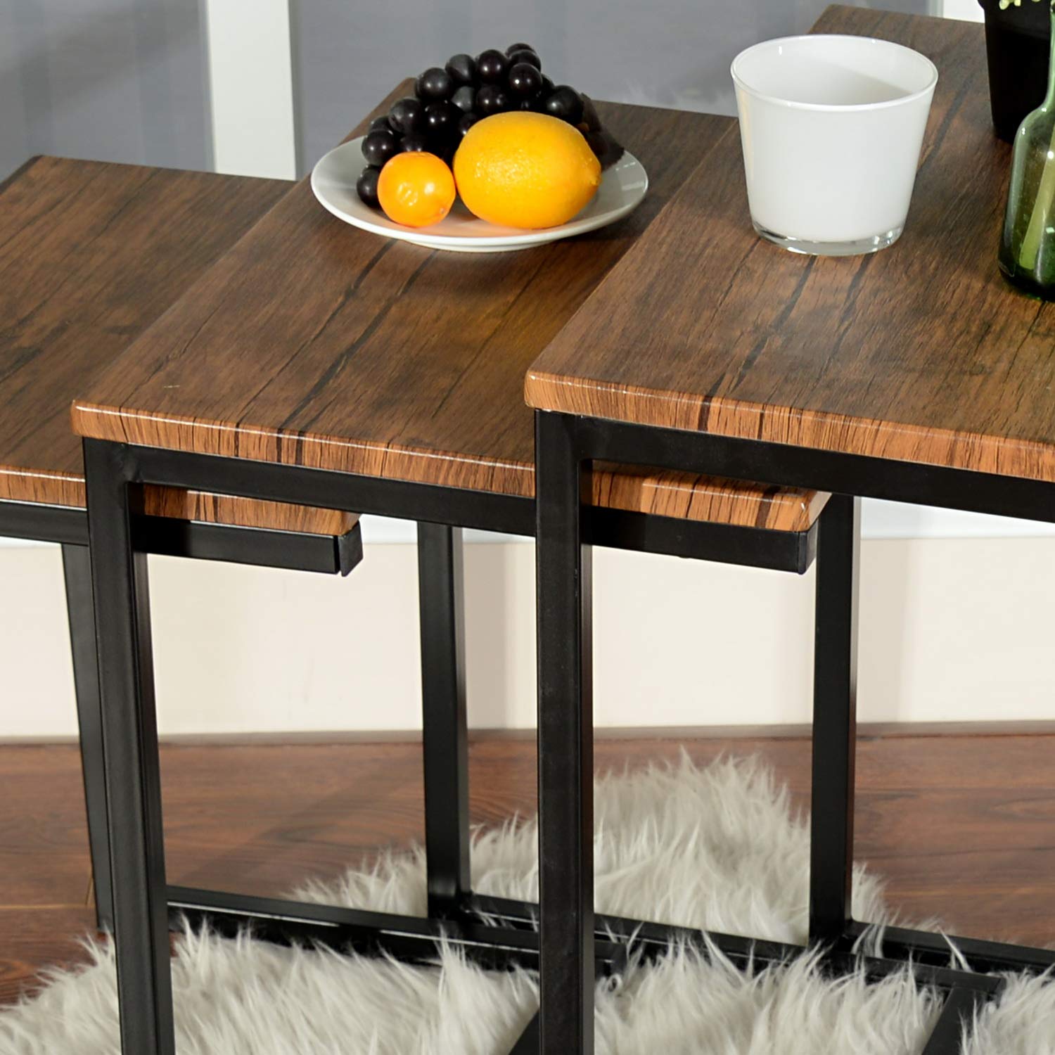 Foto 6 pulgar | Mesa De Centro Furniturer Maximo Marrón 50 X 34.8 X 55cm  43.8 X 33 X 50cm  37.8 X 31 X 45cm