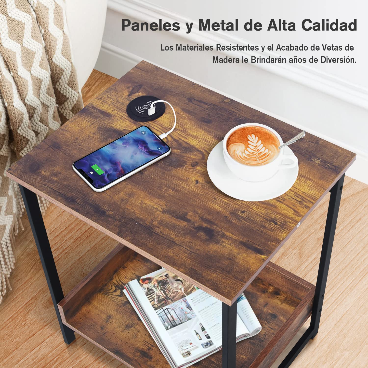 Foto 7 | Mesa De Centro Furniturer Thehen Marrón 50 X 40 X 58 Cm