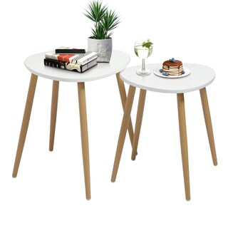 Foto 1 | Mesa De Centro Furniturer Bulls Blanco 2 Piezas