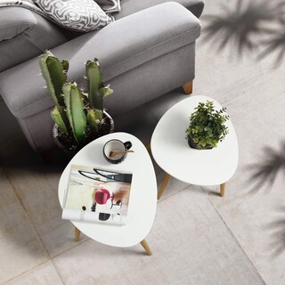 Foto 7 | Mesa De Centro Furniturer Bulls Blanco 2 Piezas