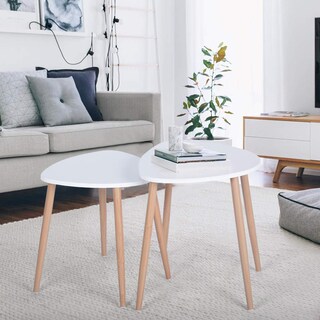 Foto 8 | Mesa De Centro Furniturer Bulls Blanco 2 Piezas