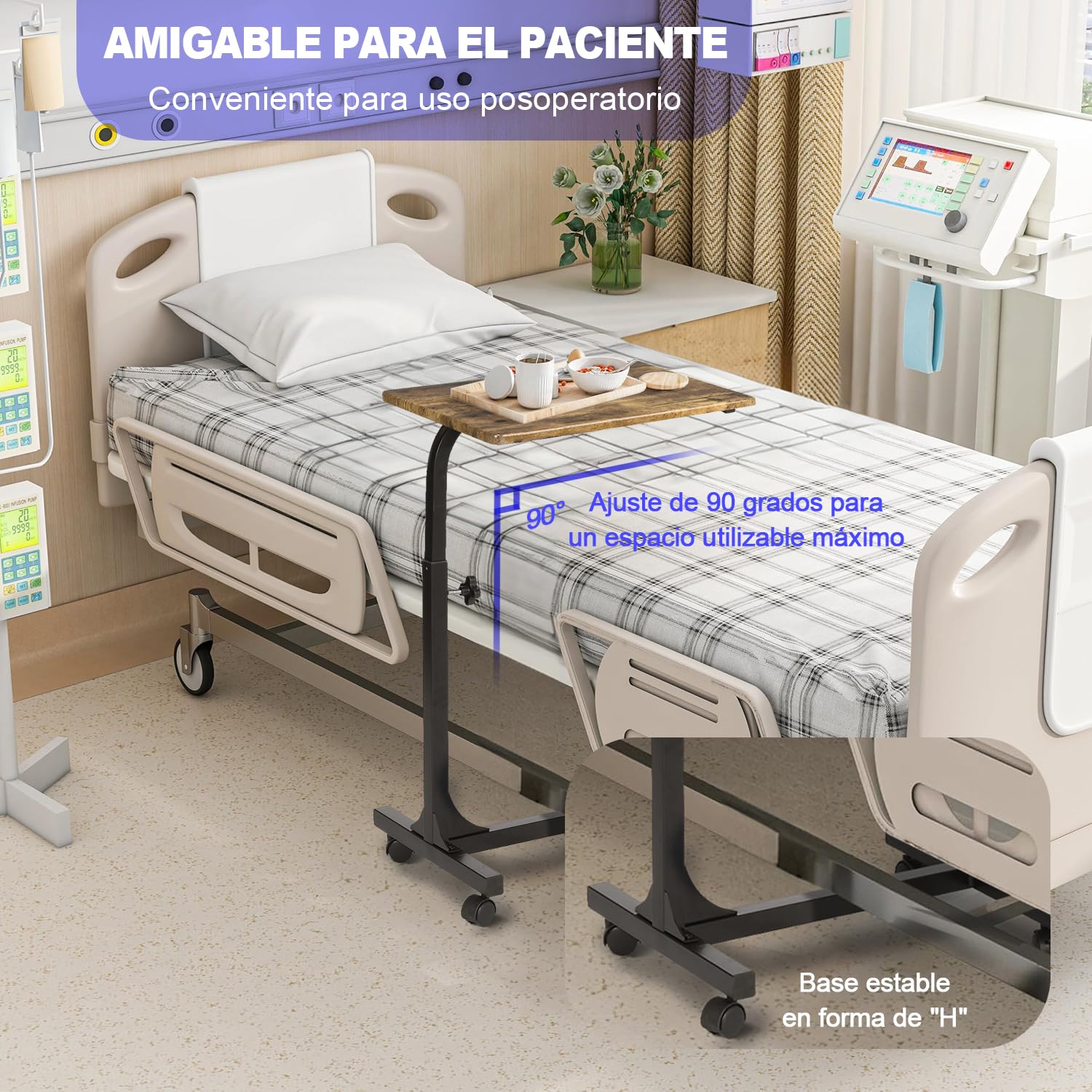 Foto 6 pulgar | Mesa Para Portátil Furniturer Bello Marrón 48 X 38 X 67-79 Cm