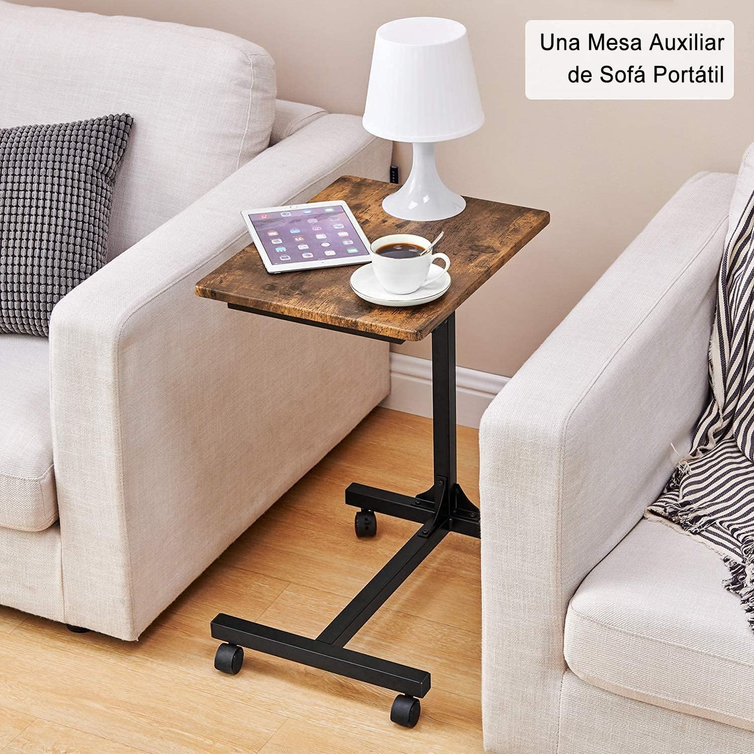 Foto 8 pulgar | Mesa Para Portátil Furniturer Bello Marrón 48 X 38 X 67-79 Cm