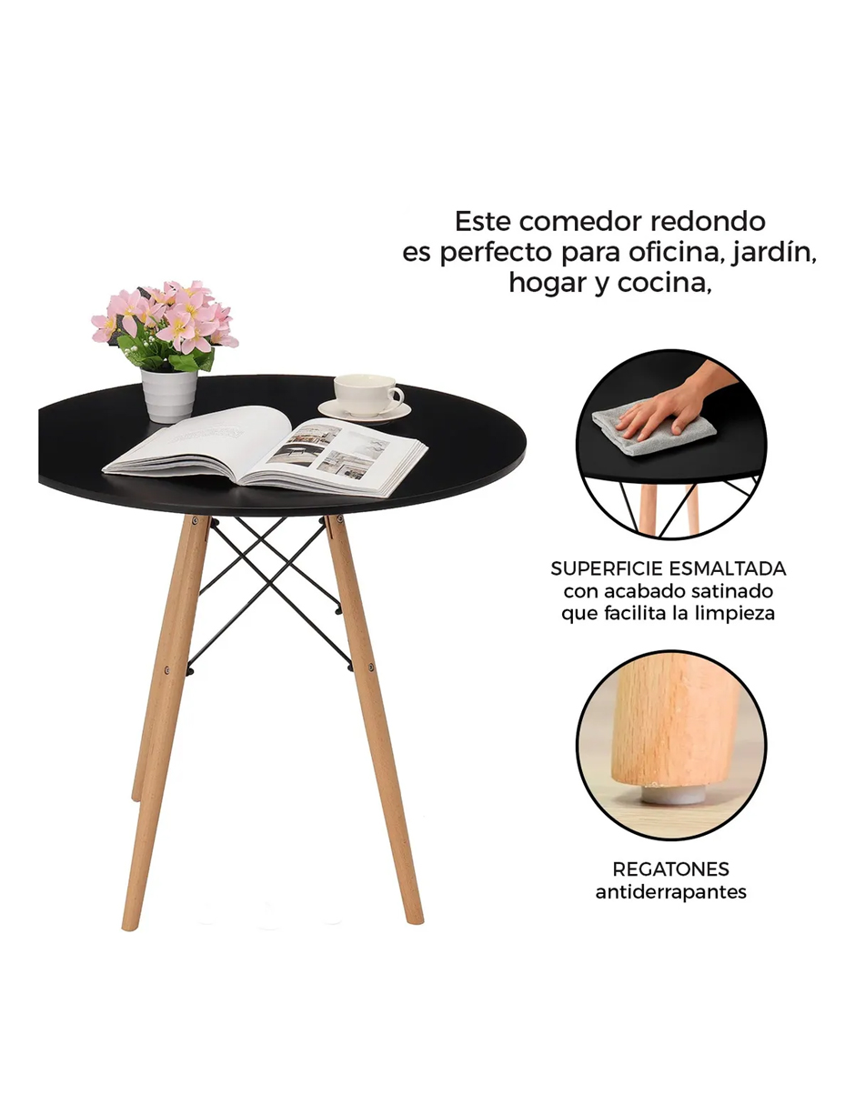 Foto 6 pulgar | Mesa Comedor Desayunador Redonda Minimalista 60cm Color Negro