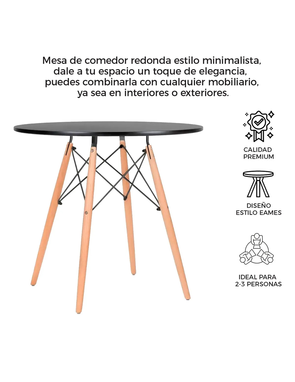Foto 7 pulgar | Mesa Comedor Desayunador Redonda Minimalista 60cm Color Negro
