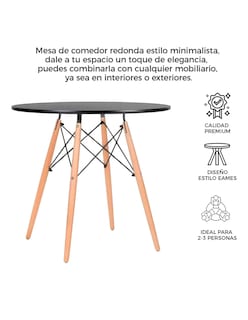Foto 6 | Mesa Comedor Desayunador Redonda Minimalista 60cm Color Negro