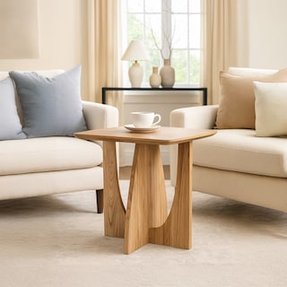 Foto 1 | Mesa Lateral Cuadrada Con Base Curva De Madera Y Acabado Veteado – Bossa Yama