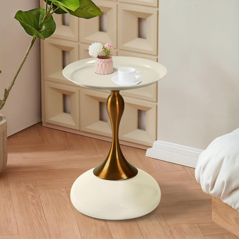 Mesa Auxiliares Dorada Redondo Mesita De Noche Dorado Gomyhome