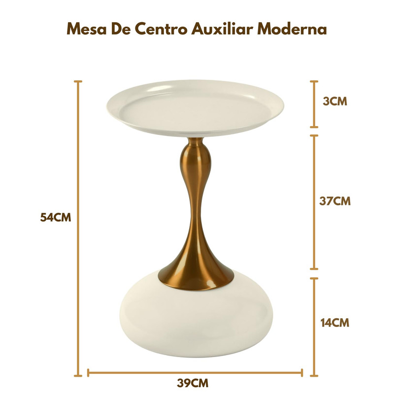Foto 3 pulgar | Mesa Auxiliares Dorada Redondo Mesita De Noche Dorado Gomyhome