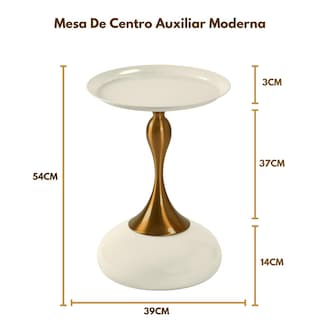 Foto 2 | Mesa Auxiliares Dorada Redondo Mesita De Noche Dorado Gomyhome