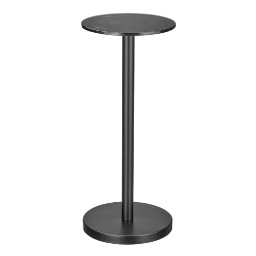 Mesa Lateral Y Auxiliar Para Bebidas Con Diseño En M  Tapa De Cristal  Pequeña Y Redonda  Negra - Venta Internacional.