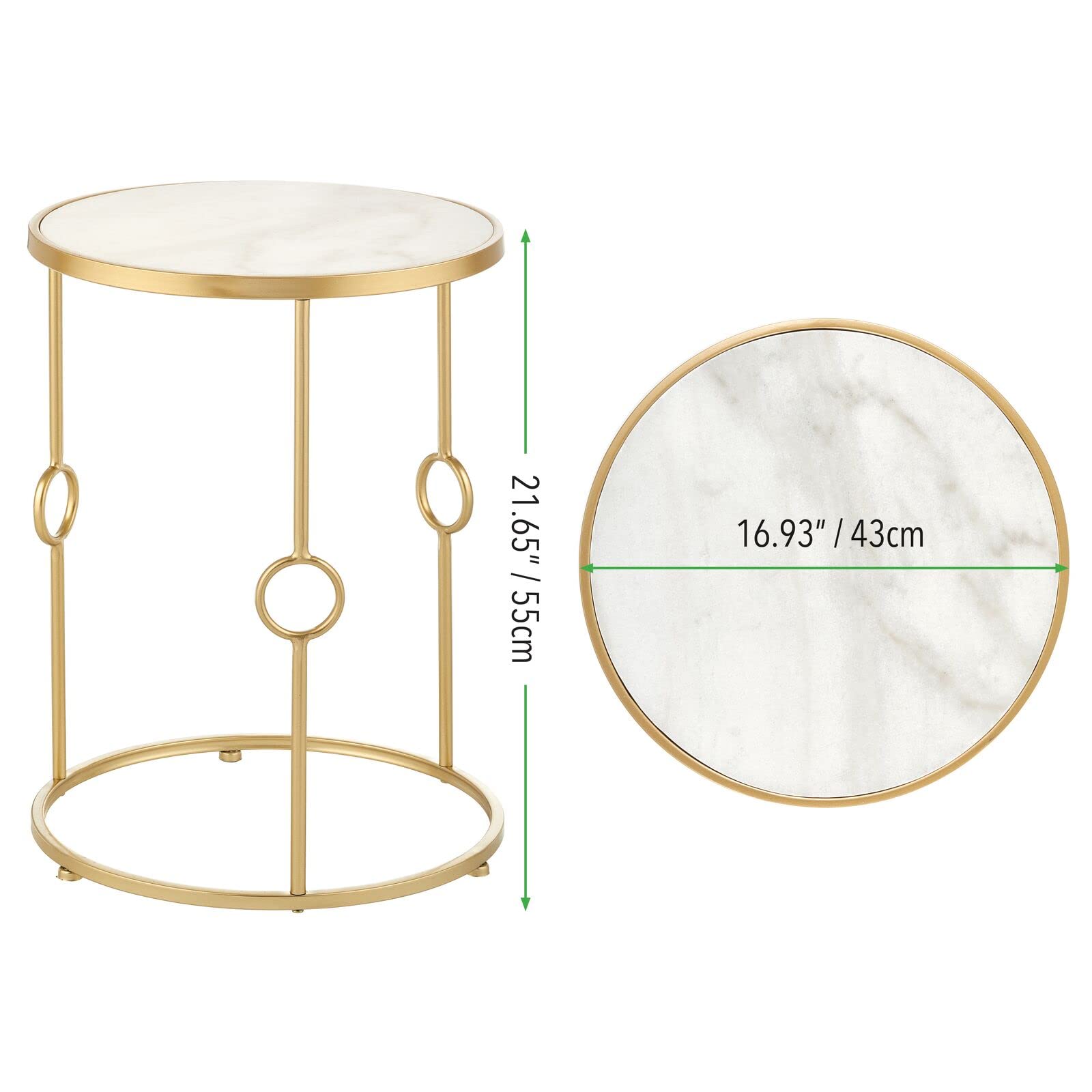 Foto 4 pulgar | Mesa Lateral/auxiliar Con Diseño Redondo De Metal Con Patas Decorativas De Latón/mármol - Venta Internacional.
