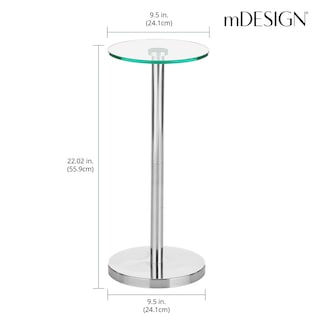 Foto 3 | Mesita De Noche Con Tapa De Cristal De Diseño Auxiliar Transparente Y Cromada - Venta Internacional.
