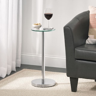Foto 5 | Mesita De Noche Con Tapa De Cristal De Diseño Auxiliar Transparente Y Cromada - Venta Internacional.