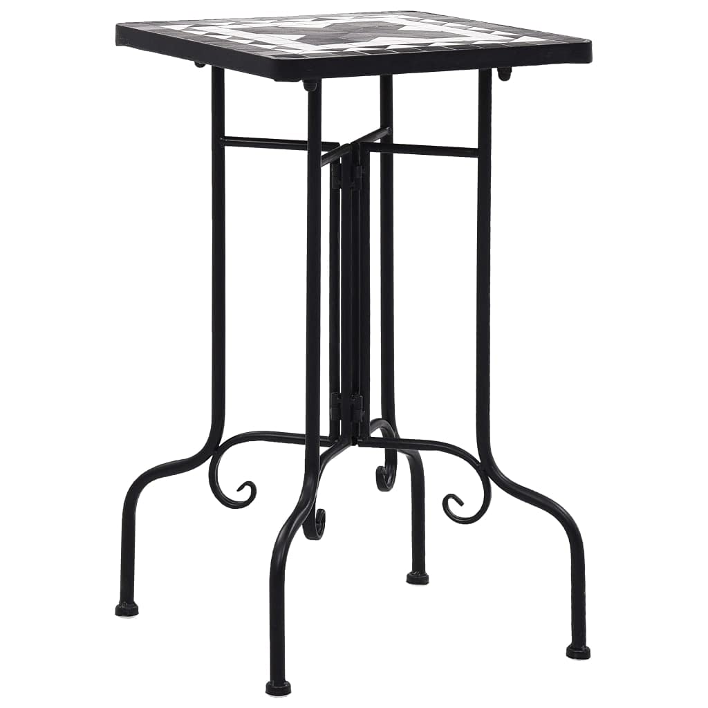 Mesa Auxiliar Vidaxl En Mosaico De Cerámica En Blanco Y Negro Para Exteriores - Venta Internacional.