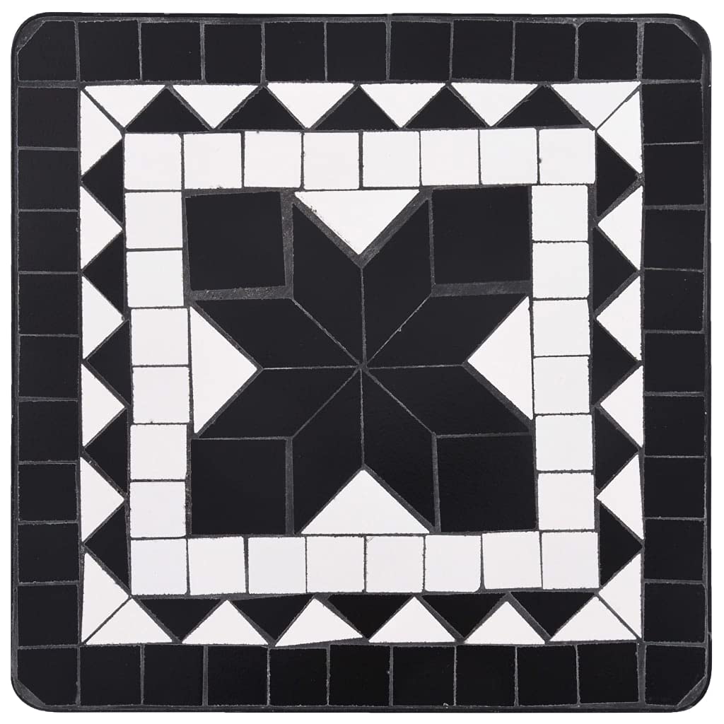 Foto 4 | Mesa Auxiliar Vidaxl En Mosaico De Cerámica En Blanco Y Negro Para Exteriores - Venta Internacional.
