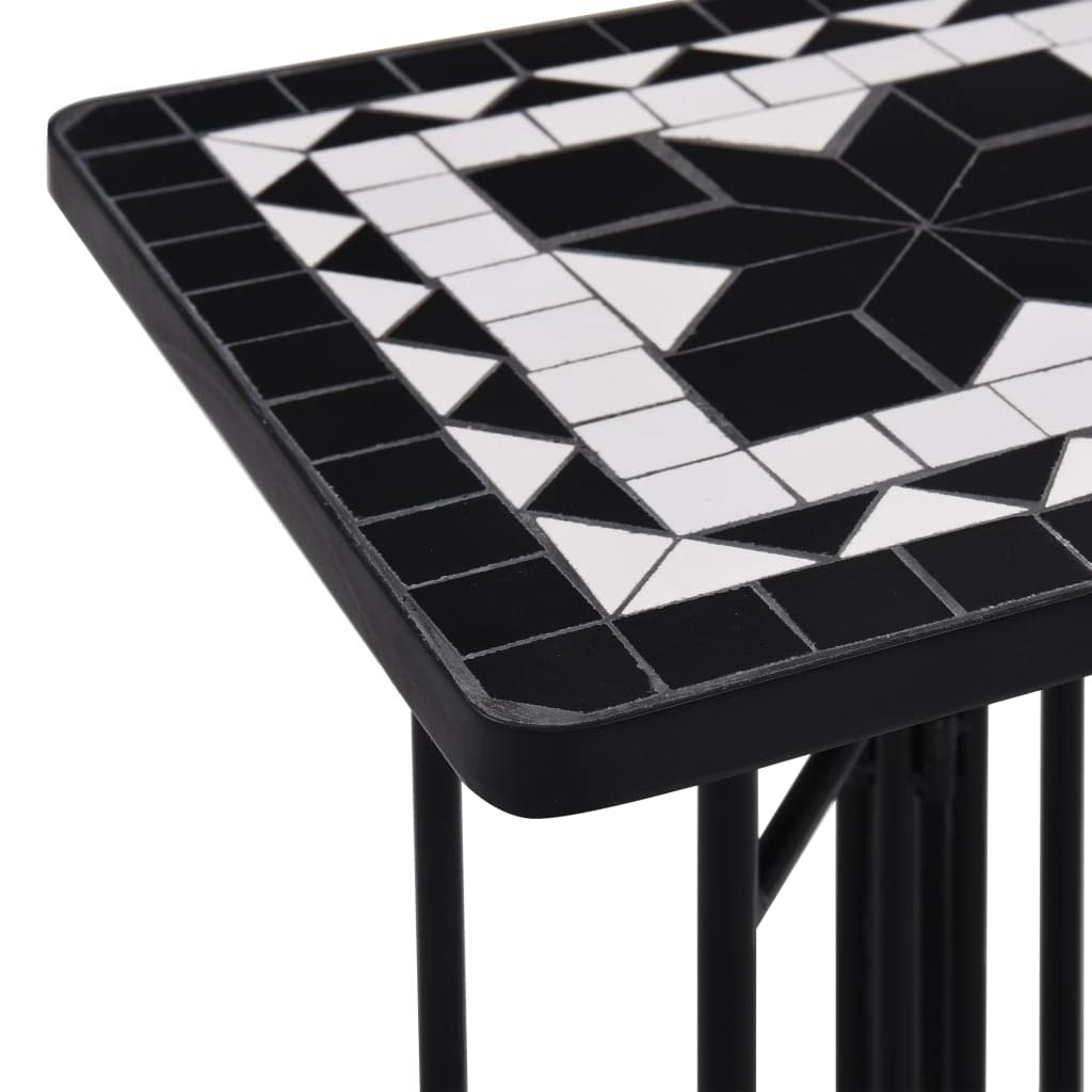 Foto 8 pulgar | Mesa Auxiliar Vidaxl En Mosaico De Cerámica En Blanco Y Negro Para Exteriores - Venta Internacional.