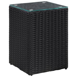 Foto 3 | Mesas Auxiliares Vidaxl 3 Unidades Con Tapa De Cristal Poliratán Negro - Venta Internacional.