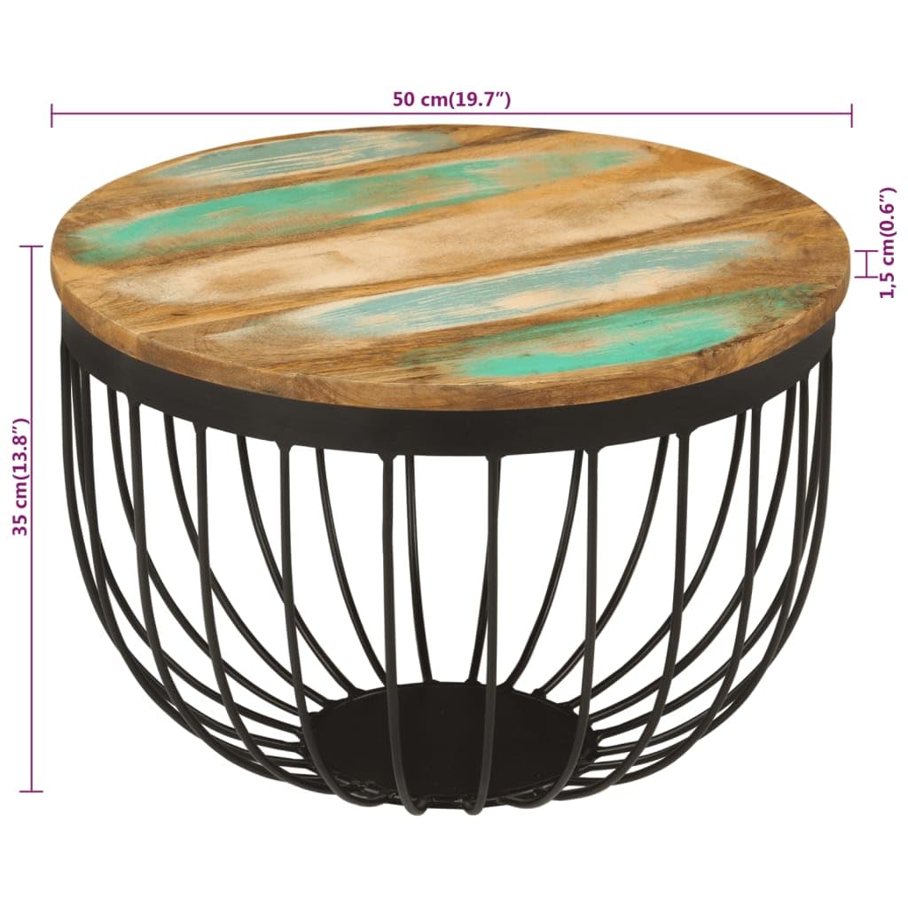 Foto 7 pulgar | Mesita Vidaxl Multicolor Industrial Ø50x35cm Madera Recuperada - Venta Internacional.