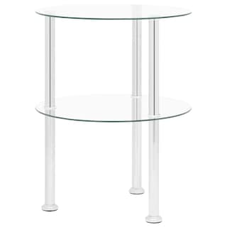 Foto 1 | Mesa Auxiliar Vidaxl Modern De 2 Niveles De Vidrio Transparente Con Acero - Venta Internacional.
