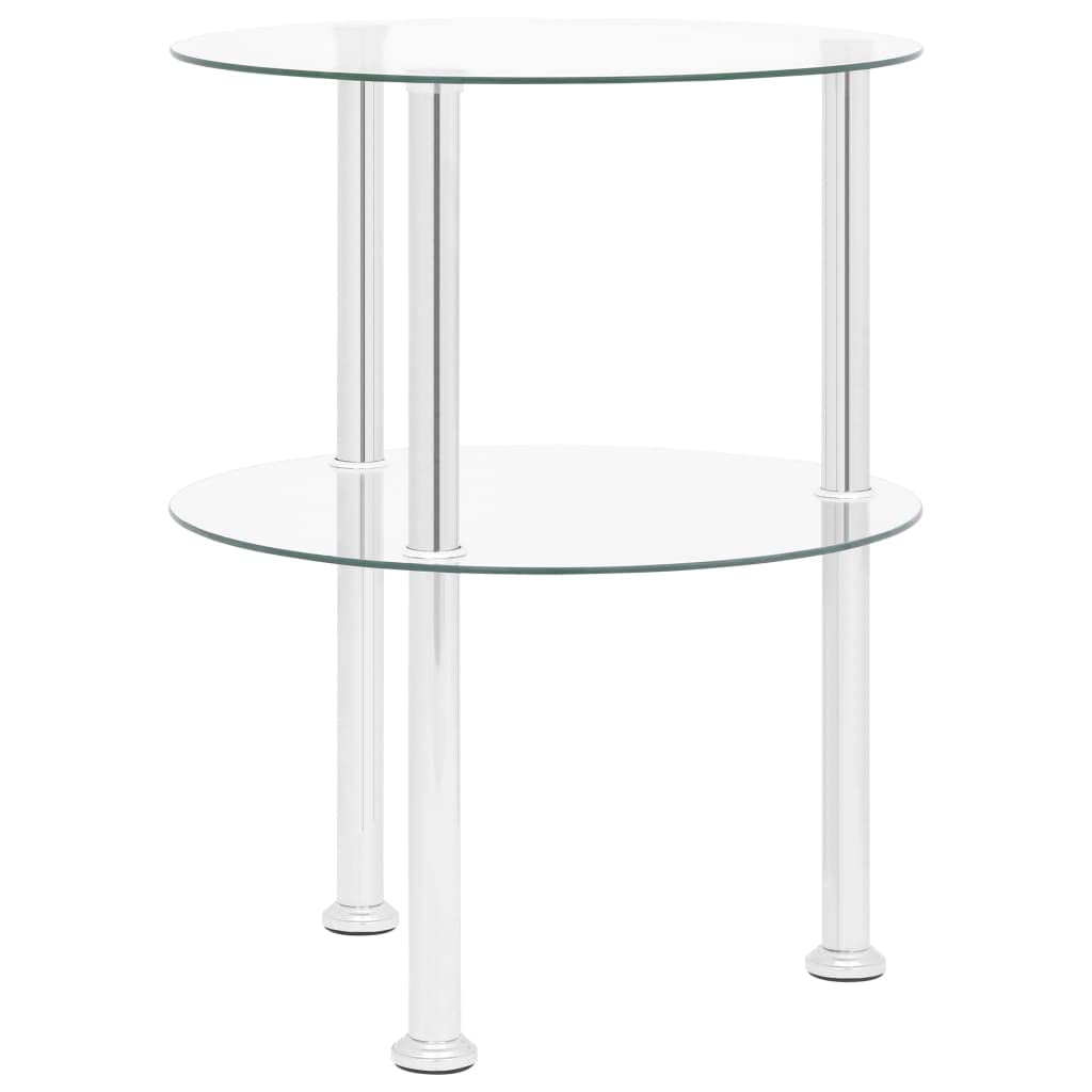 Foto 4 pulgar | Mesa Auxiliar Vidaxl Modern De 2 Niveles De Vidrio Transparente Con Acero - Venta Internacional.